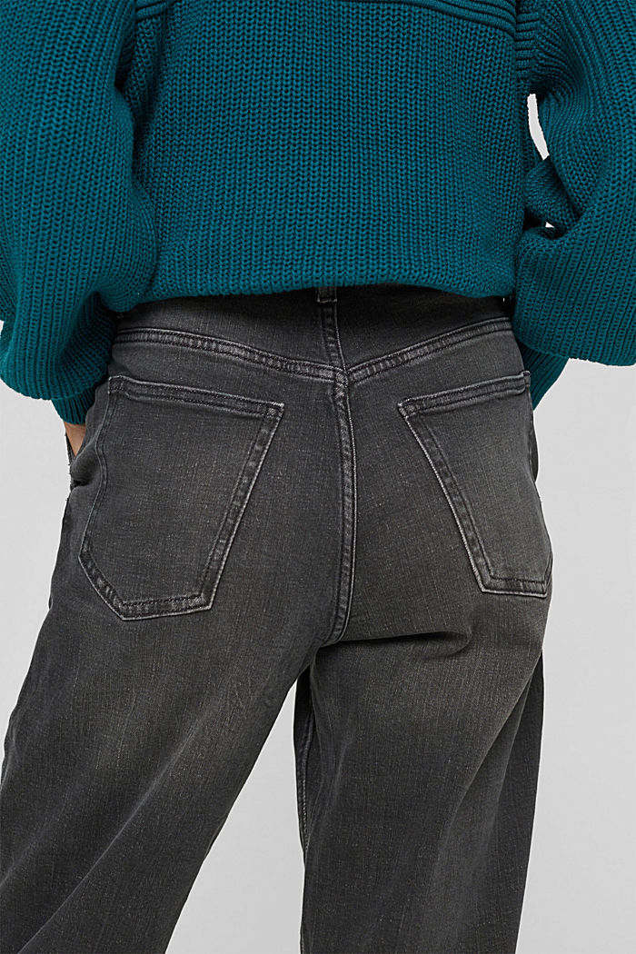 Trendy jeans with waist pleats, organic cotton, GREY DARK WASHED, detail image number 2
