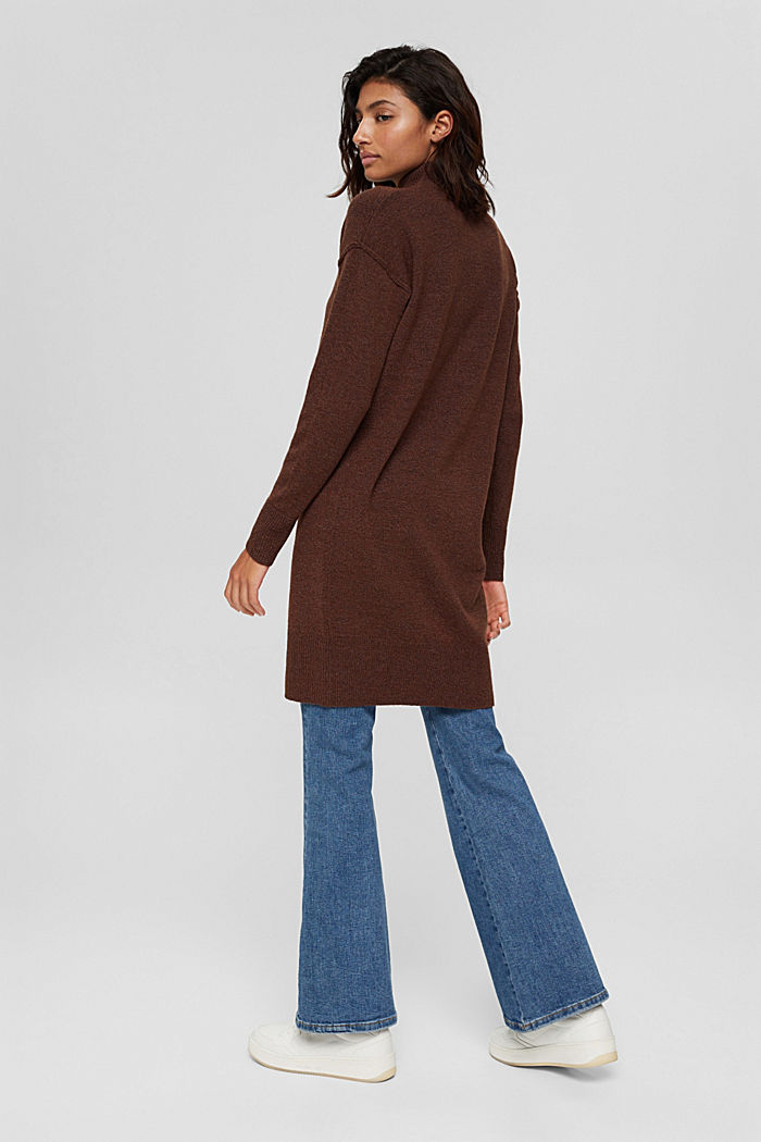Wool blend: knitted dress with dropped shoulders, BROWN, detail image number 2