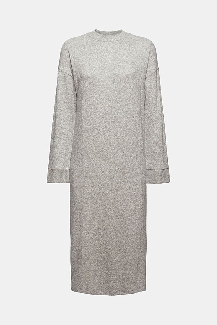 Midi dress made of brushed jersey, MEDIUM GREY, overview