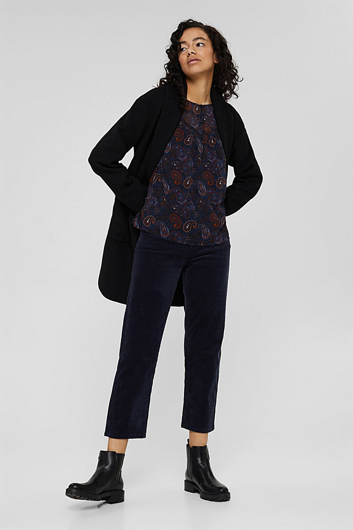 Recycled: chiffon blouse with a paisley print, NAVY, detail image number 1