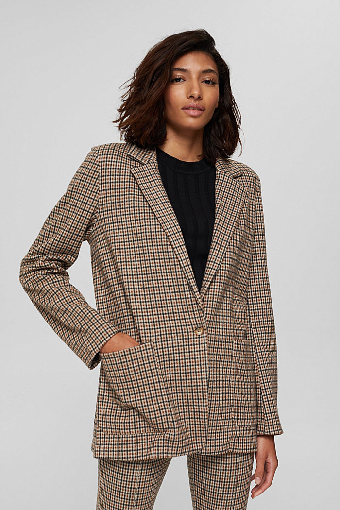 Relaxed check blazer with a flannel texture