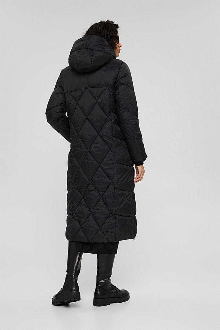 Recycled: quilted coat with a hood, BLACK, detail image number 3