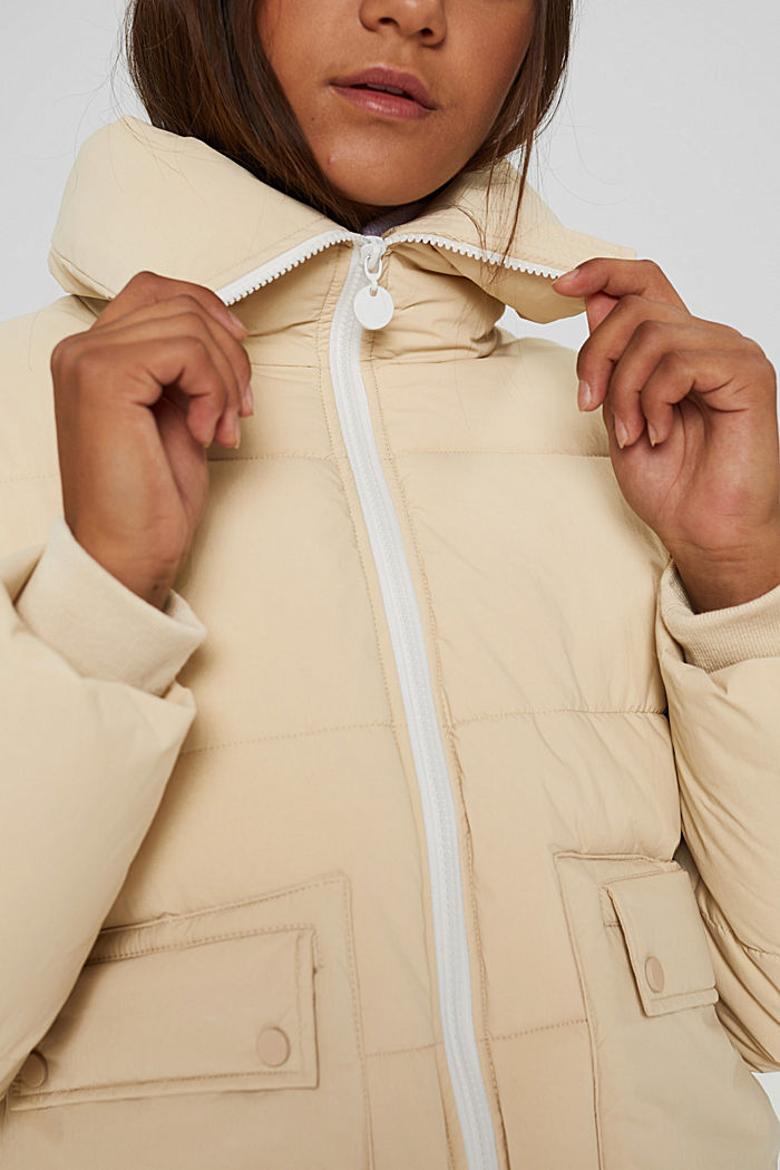 Recycled: quilted jacket in a boxy fit, BEIGE, detail image number 2
