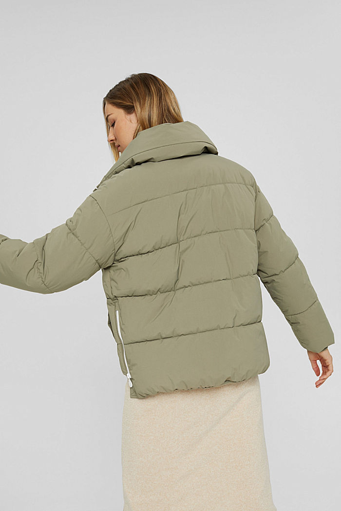 Recycled: quilted jacket in a boxy fit, LIGHT KHAKI, detail image number 3