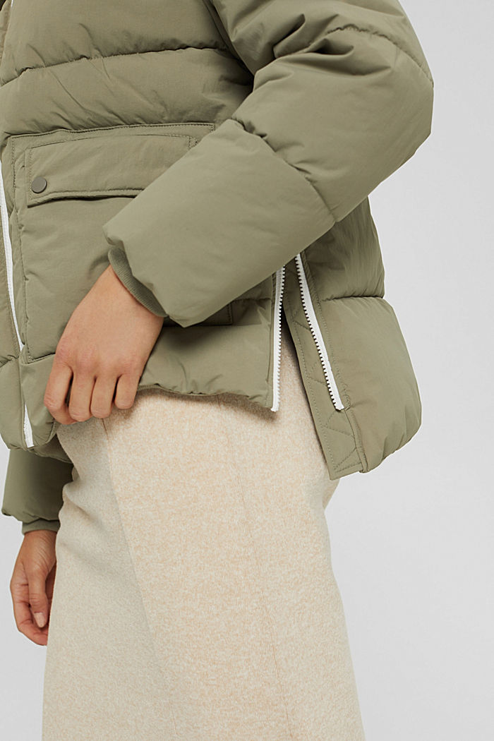 Recycled: quilted jacket in a boxy fit, LIGHT KHAKI, detail image number 2