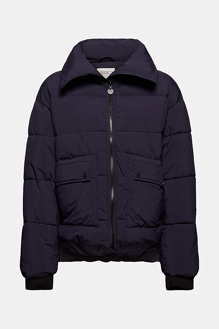 Recycled: quilted jacket in a boxy fit, NAVY, detail image number 6