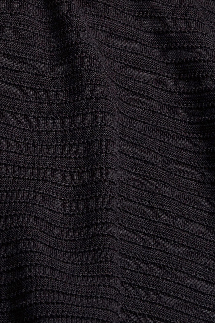Open-work pattern jumper, 100% cotton, BLACK, detail image number 4