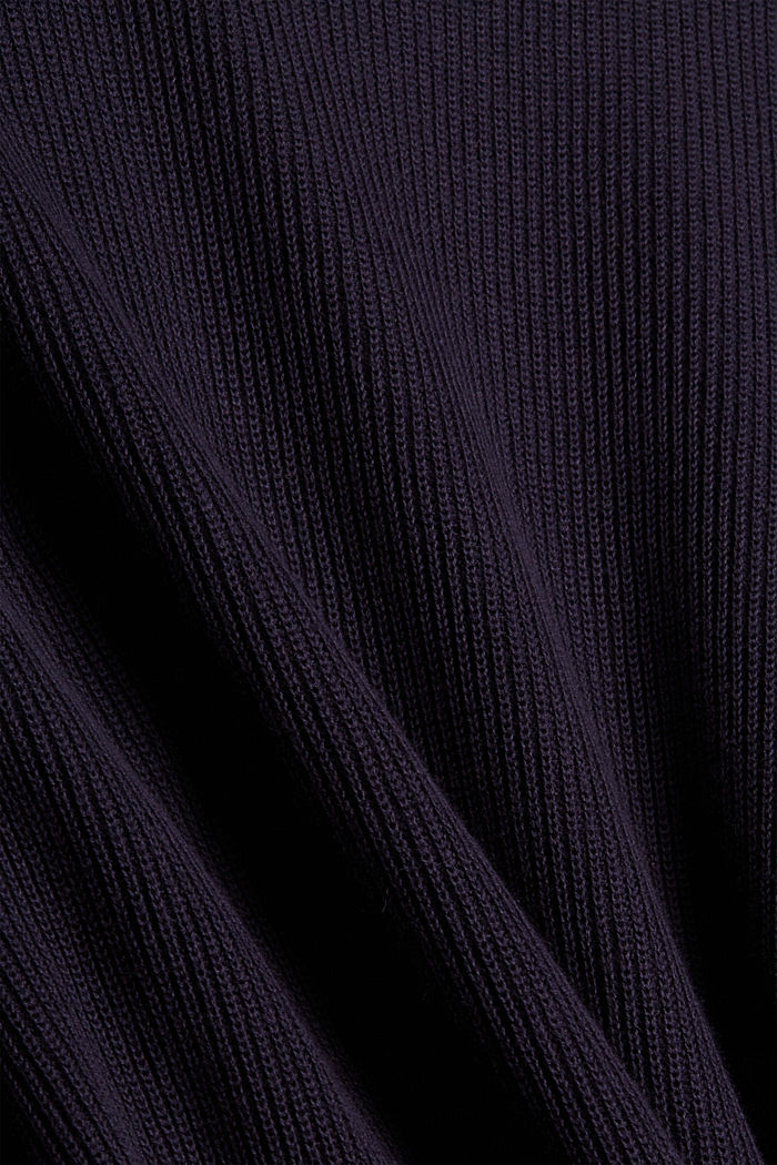 Boxy polo neck jumper made of 100% organic cotton, NAVY, detail image number 4