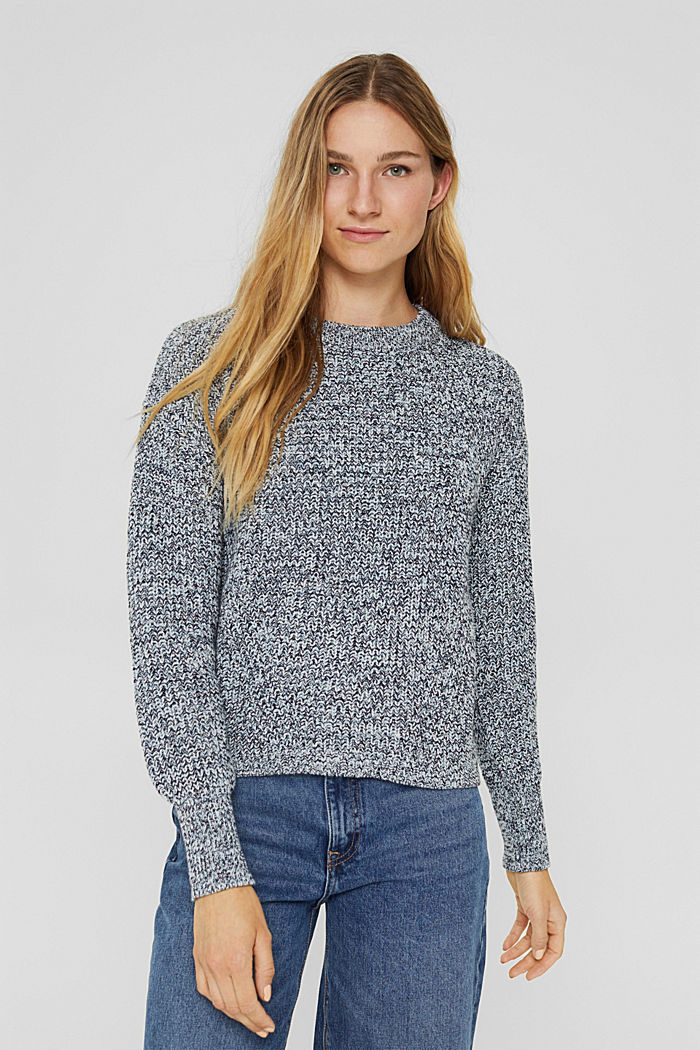 Sweter z muliny z mieszanki z bawełną ekologiczną, NAVY, detail image number 0
