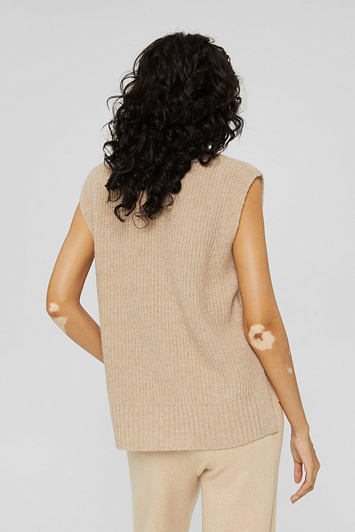 Wool/alpaca blend: tank top with a stand-up collar, BEIGE, detail image number 3