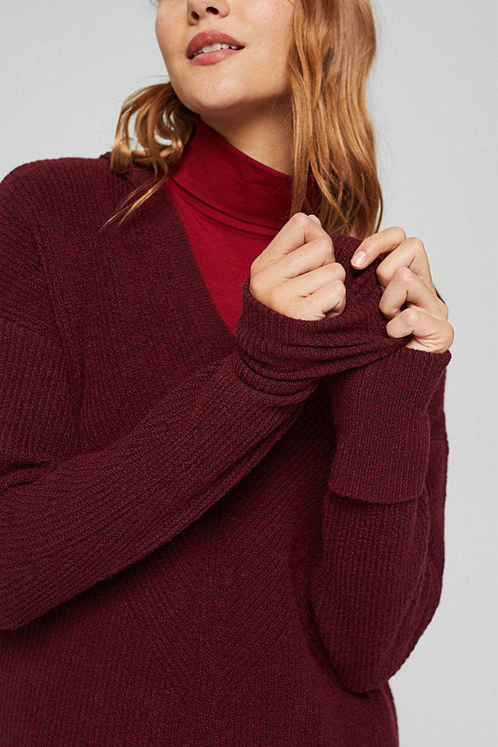 Wool blend: rib knit hoodie