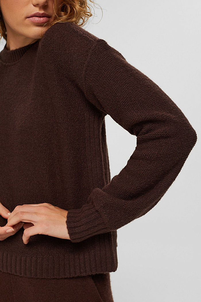 Wool blend: jumper with inside-out seams, BROWN, detail image number 2