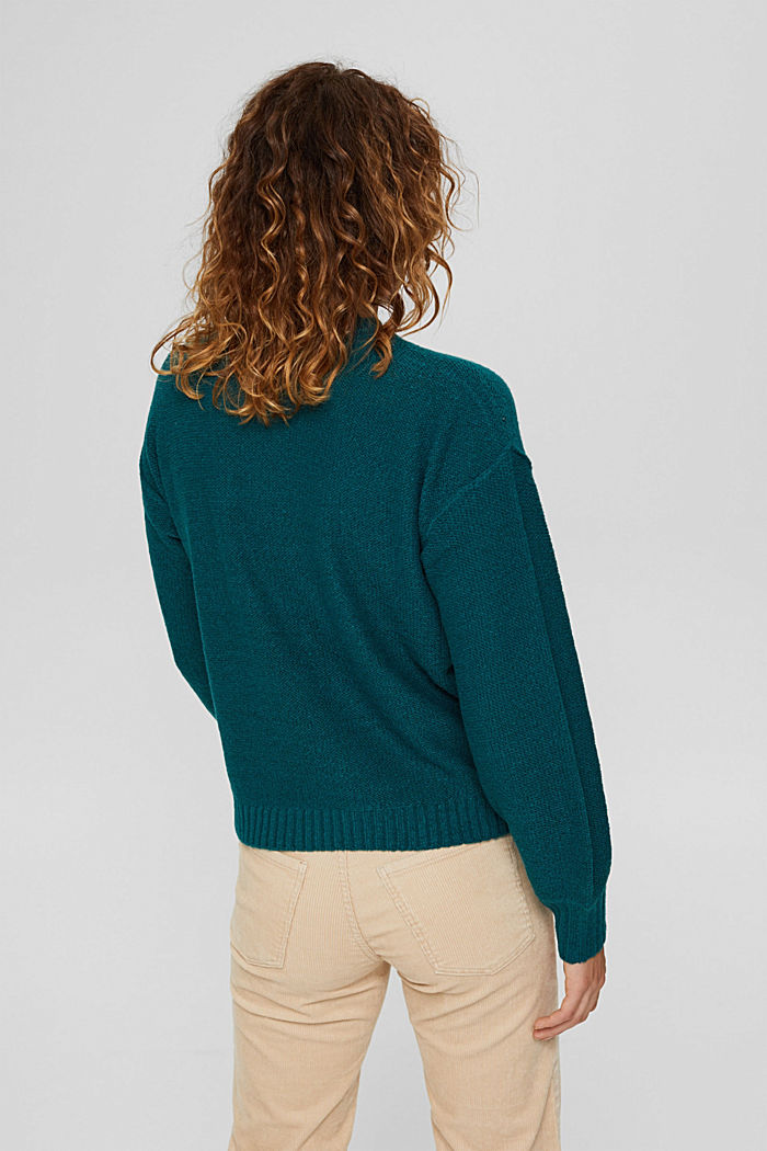 Wool blend: jumper with inside-out seams, EMERALD GREEN, detail image number 3