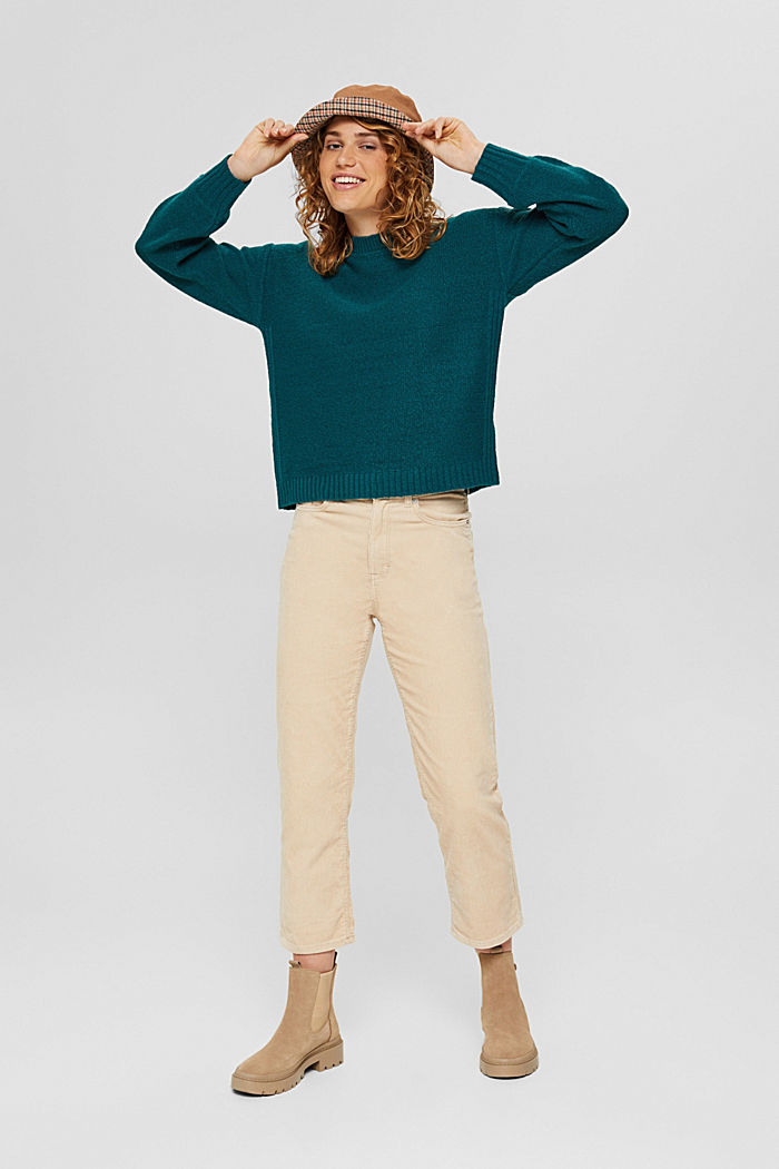 Wool blend: jumper with inside-out seams, EMERALD GREEN, detail image number 1