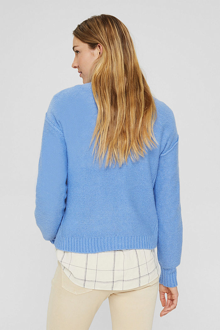 Wool blend: jumper with inside-out seams, BRIGHT BLUE, detail image number 3