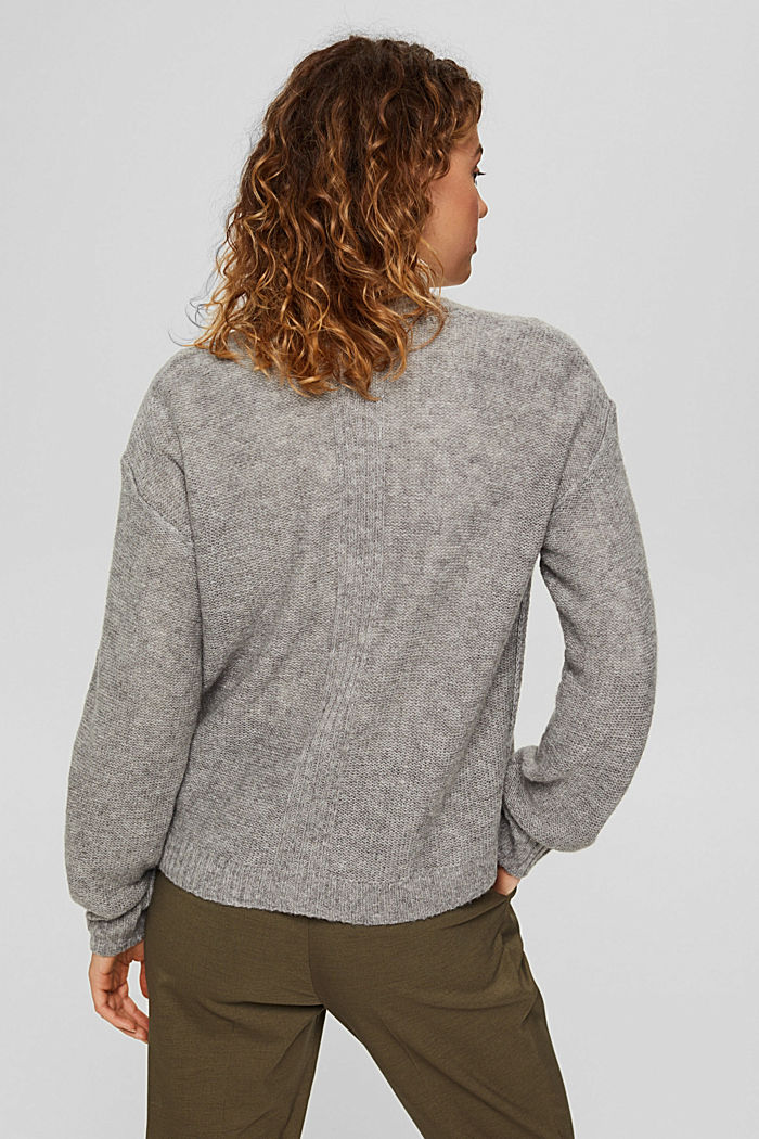 Wool blend: cardigan with inside-out seams, MEDIUM GREY, detail image number 3