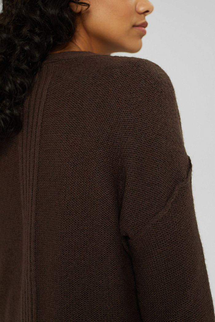 Wool blend: cardigan with inside-out seams, BROWN, detail image number 5