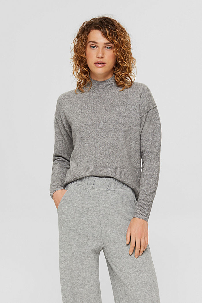 Wool blend: jumper with inside-out seams, MEDIUM GREY, detail image number 0