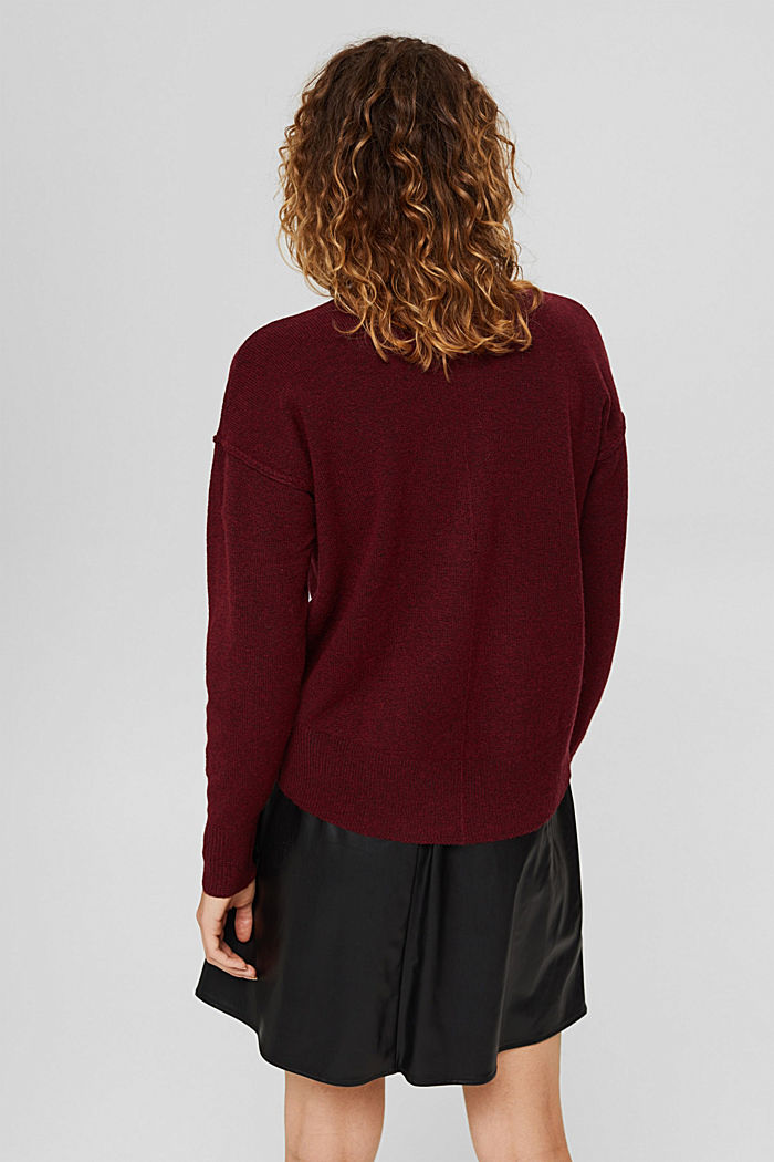 Wool blend: jumper with inside-out seams, DARK RED, detail image number 3