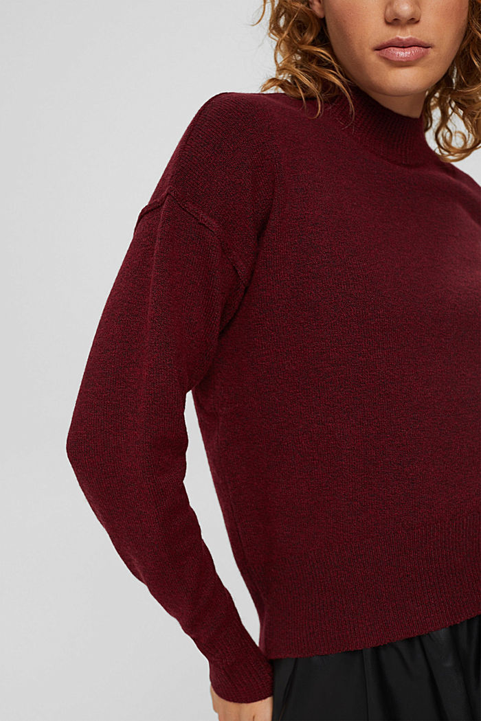 Wool blend: jumper with inside-out seams, DARK RED, detail image number 2