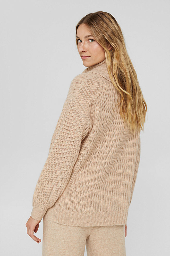Wool/alpaca blend: polo neck jumper, BEIGE, detail image number 3
