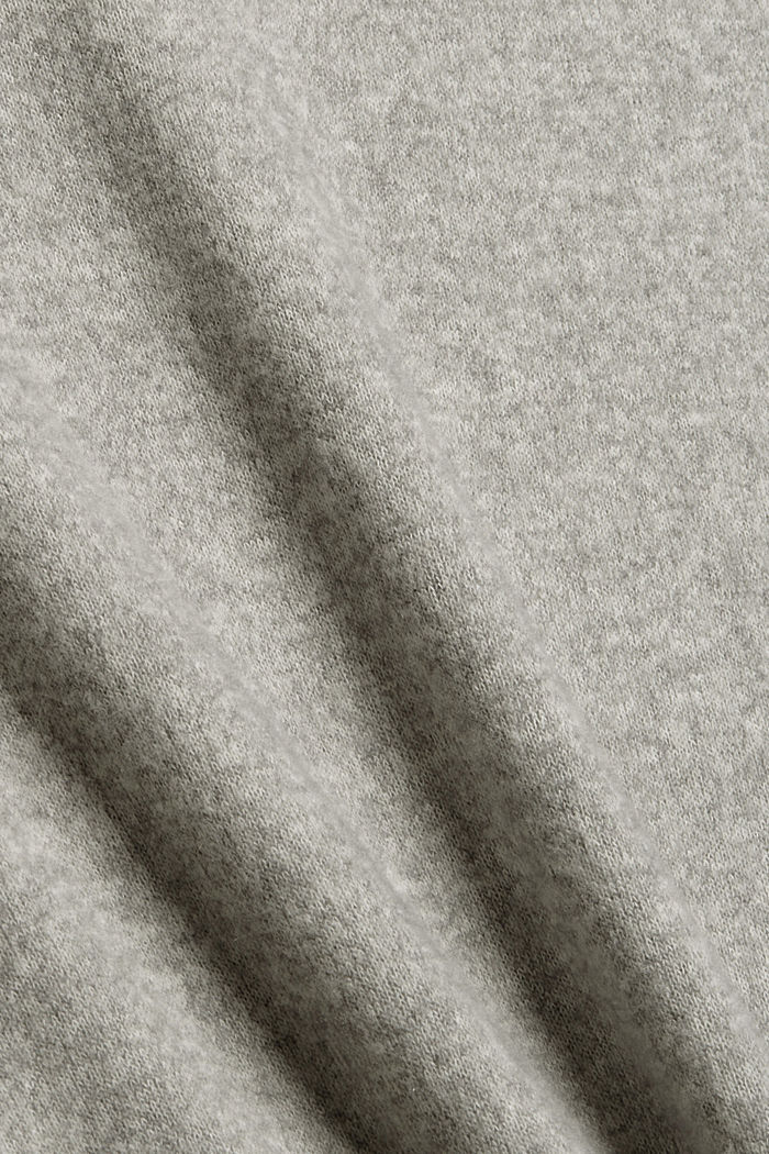 Brushed long sleeve top with balloon sleeves, MEDIUM GREY, detail image number 4