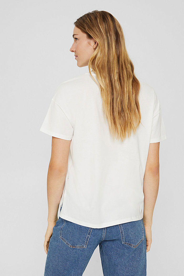 T-shirt met paisleyprint, 100% biologisch katoen, OFF WHITE, detail image number 3