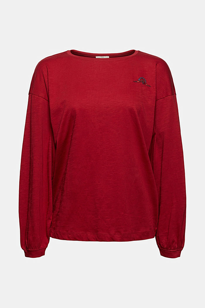 Pallohihainen paita 100 % luomupuuvillaa, DARK RED, detail image number 5