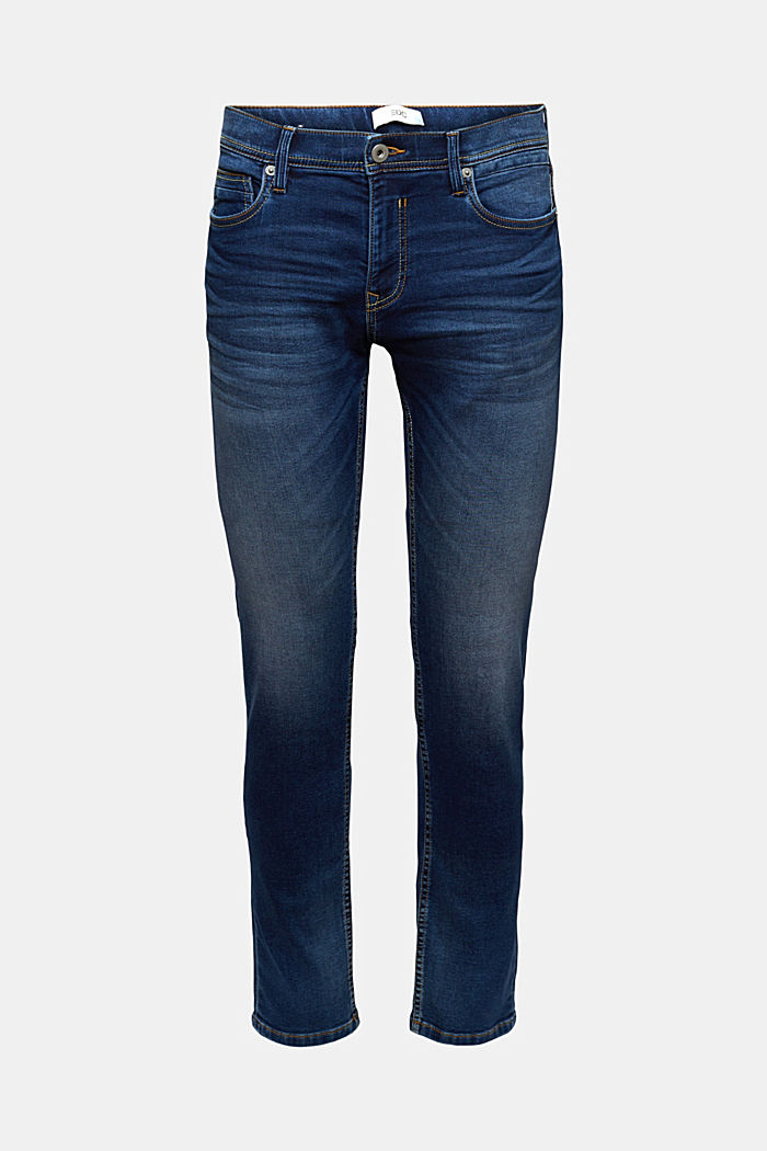 Stretch jeans in blended cotton, BLUE MEDIUM WASHED, detail image number 6