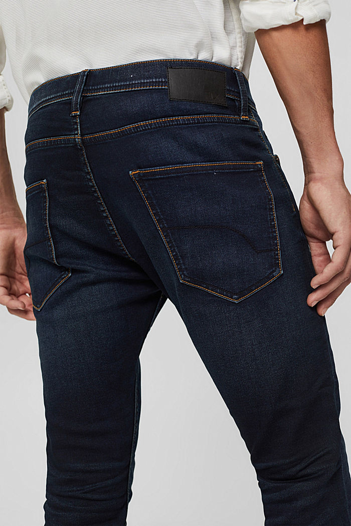 Stretch jeans in blended cotton, BLUE BLACK, detail image number 6