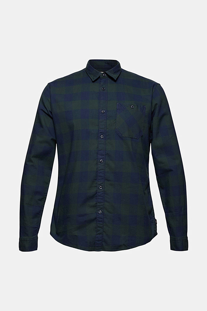 Chemise à carreaux 100 % coton, TEAL BLUE, overview