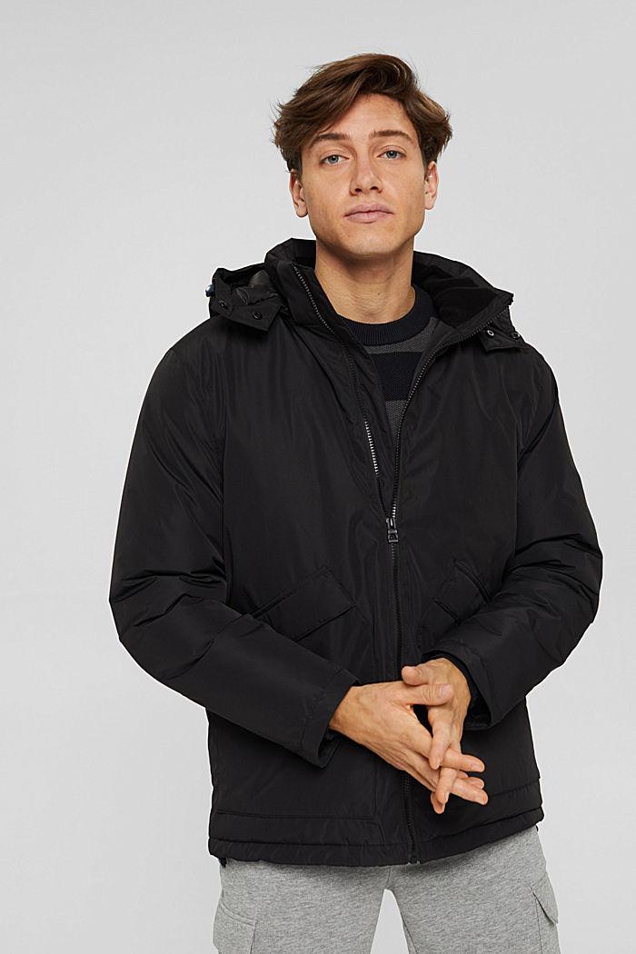 Recycled: padded, hooded jacket, BLACK, detail image number 0