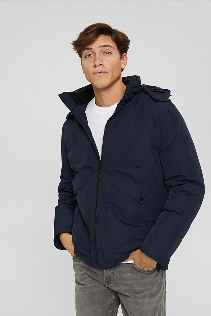 Recycled: padded, hooded jacket, NAVY, detail image number 6