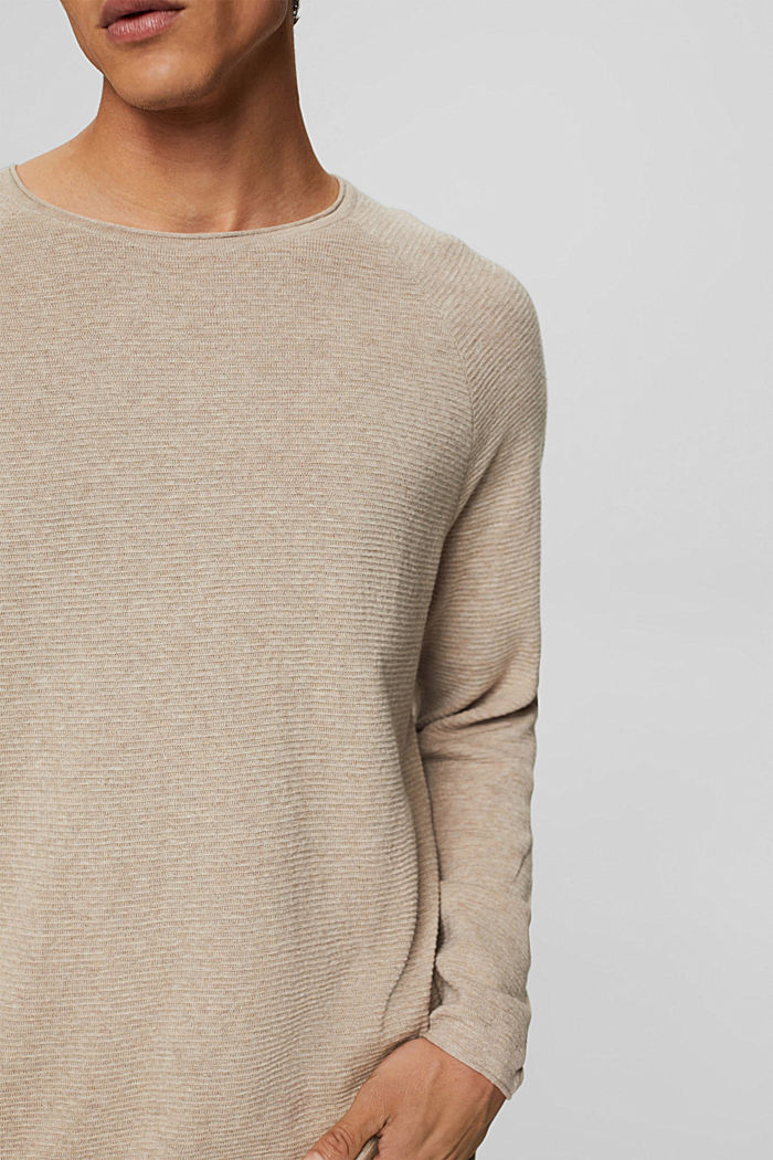 Textured jumper made of 100% organic cotton, NEW BEIGE, detail image number 2