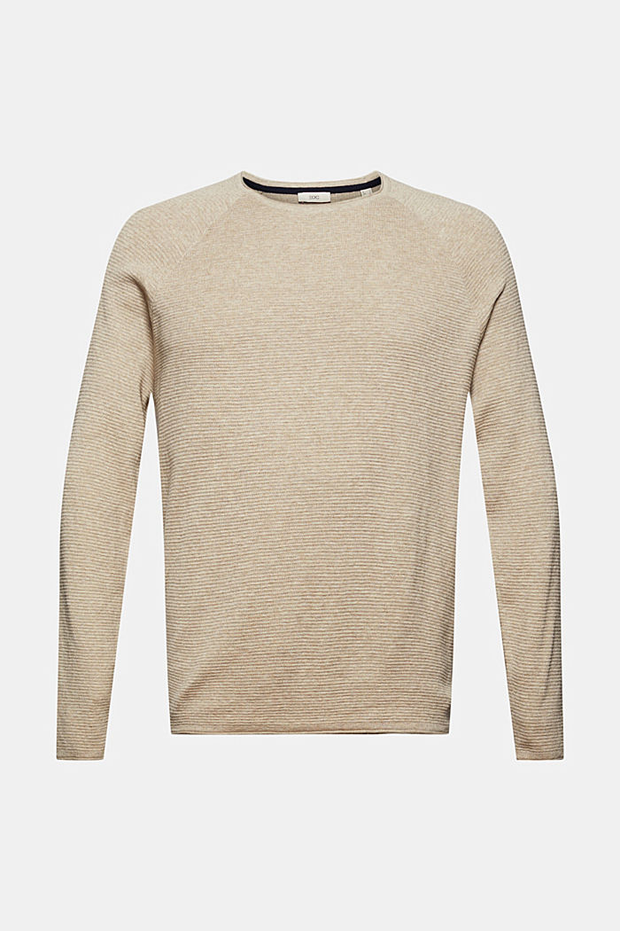 Textured jumper made of 100% organic cotton, NEW BEIGE, overview