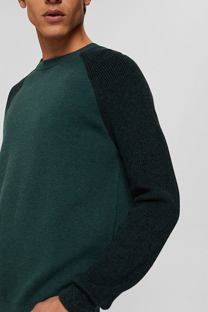 Sweter, 100% bawełny organicznej, TEAL BLUE, detail image number 2