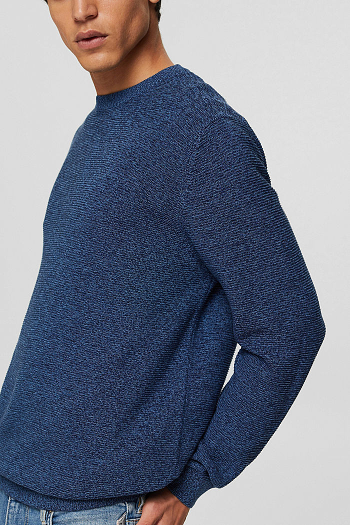 Textured jumper made of 100% organic cotton, NAVY, detail image number 2