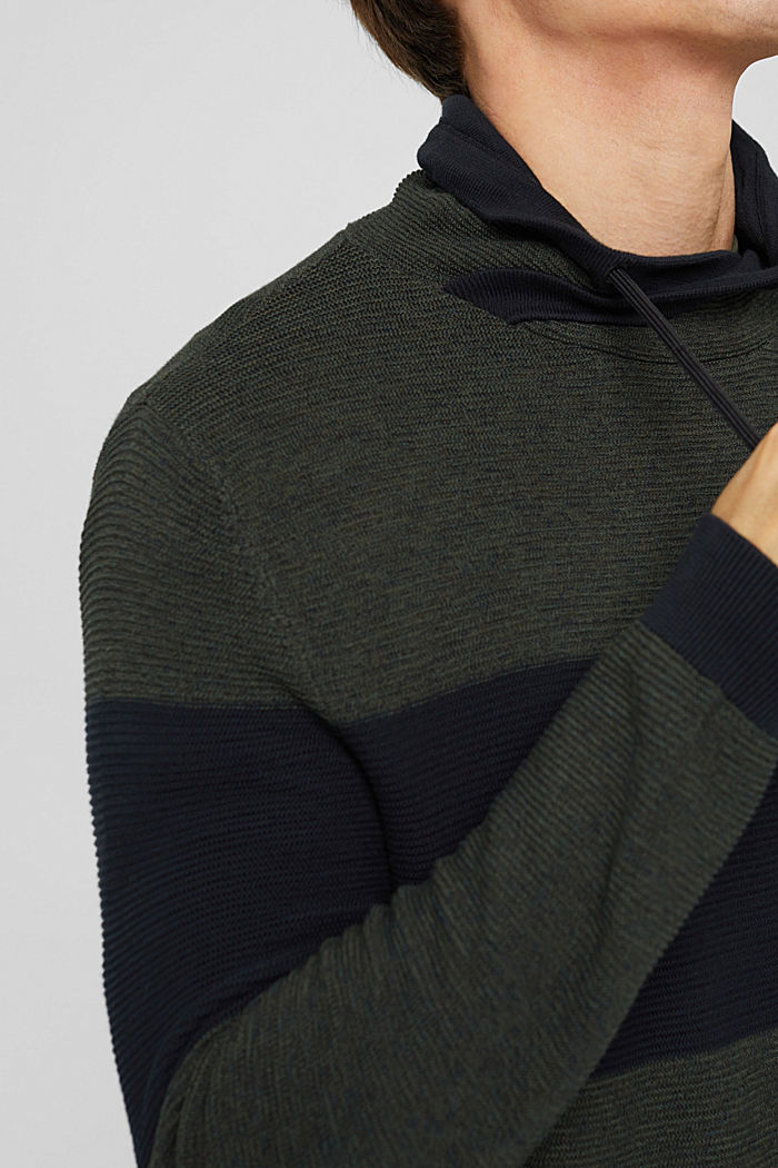 Fakturowany sweter, 100% bawełny organicznej, DARK KHAKI, detail image number 2