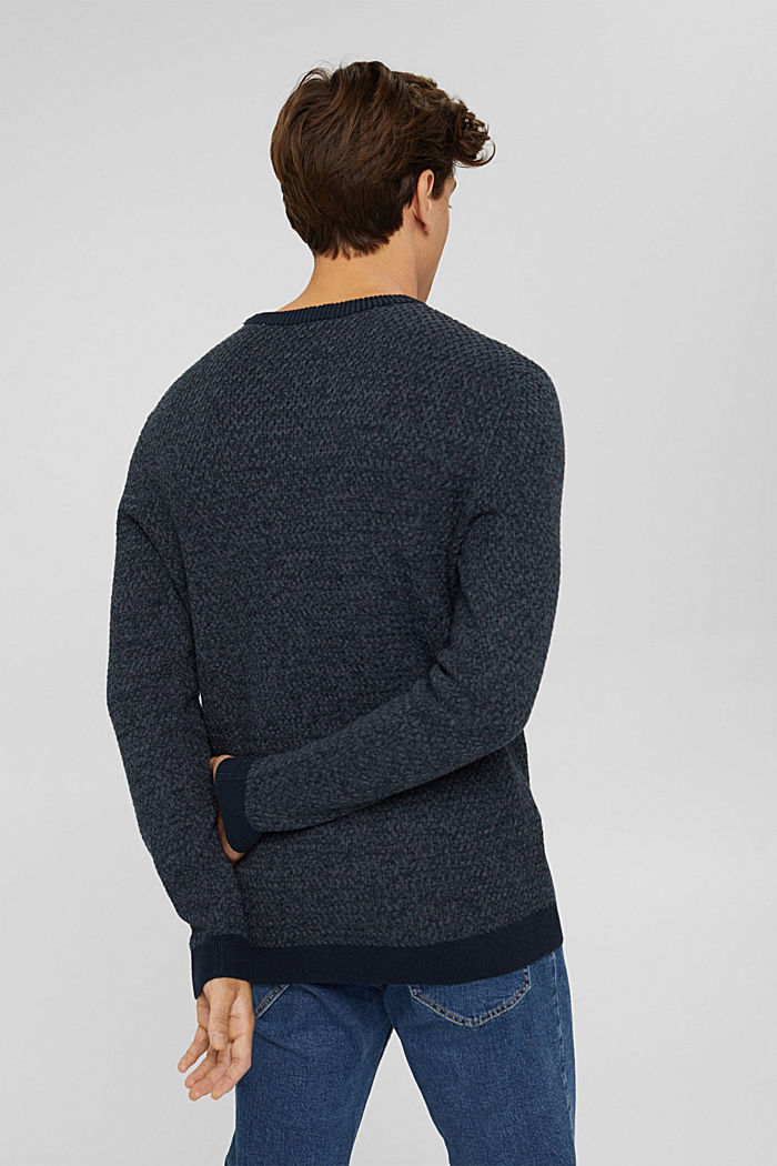 Textured jumper made of 100% organic cotton, NAVY, detail image number 3