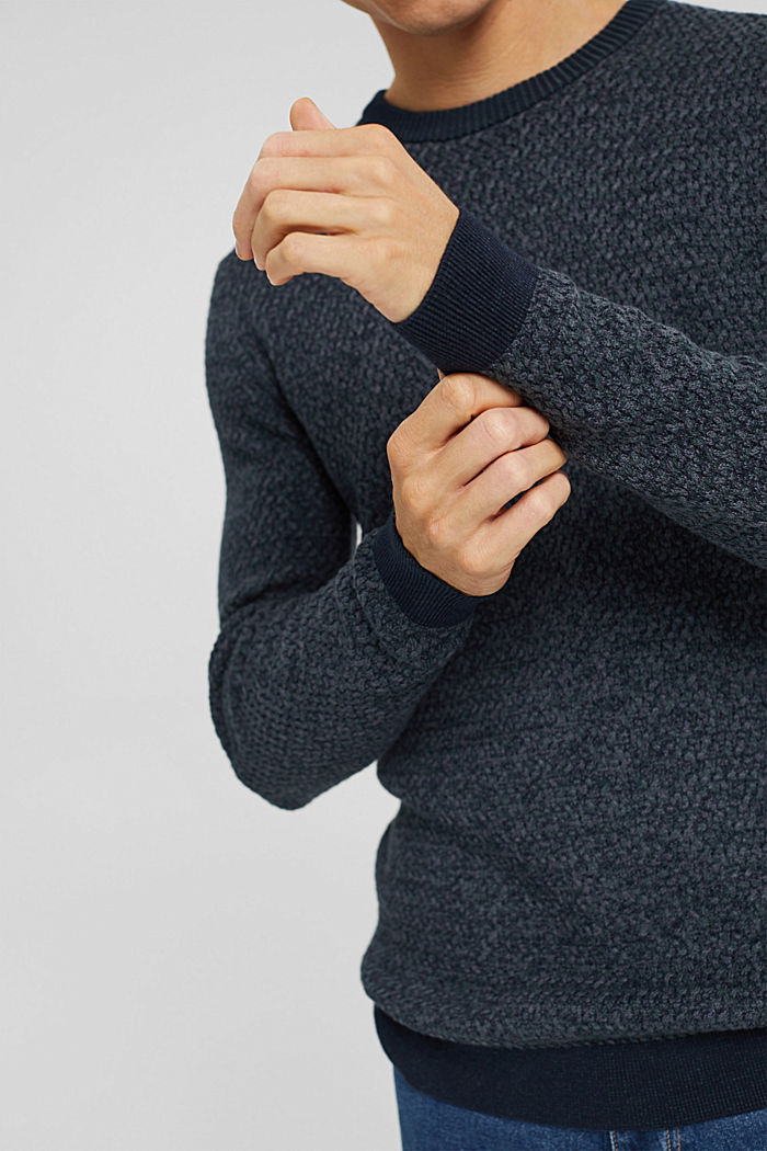 Textured jumper made of 100% organic cotton, NAVY, detail image number 2