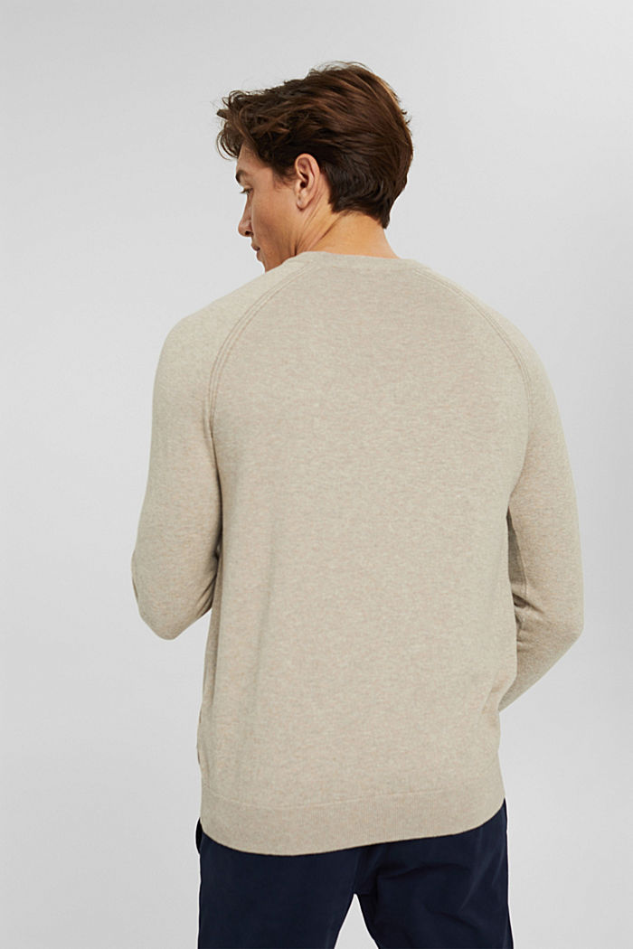 Cashmere blend: basic crew neck jumper, LIGHT TAUPE, detail image number 3