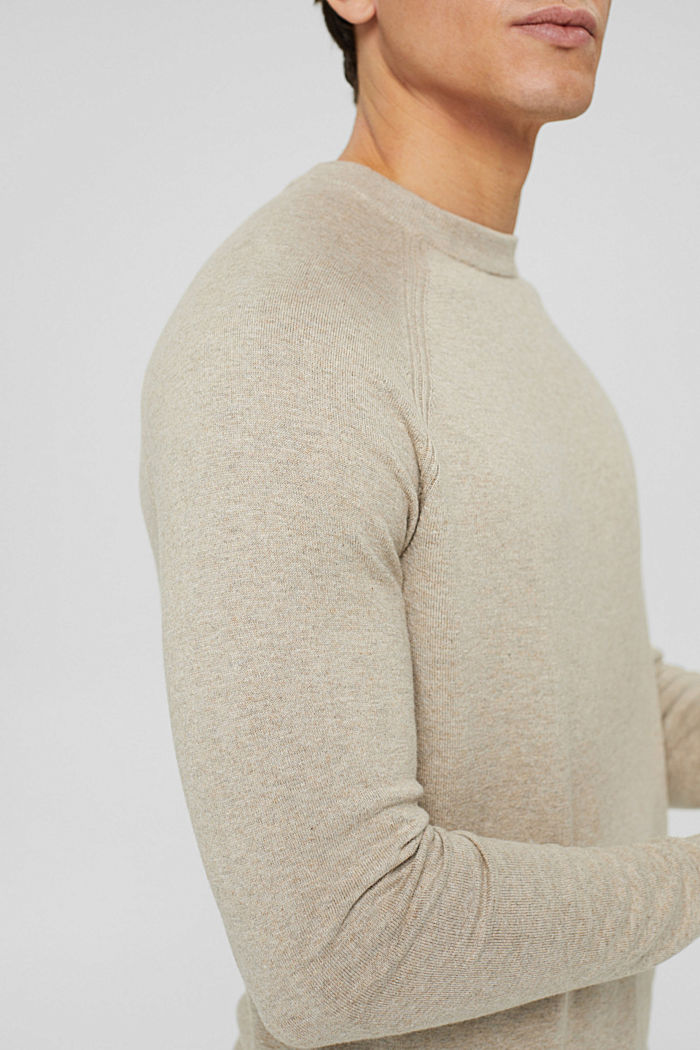Cashmere blend: basic crew neck jumper, LIGHT TAUPE, detail image number 2