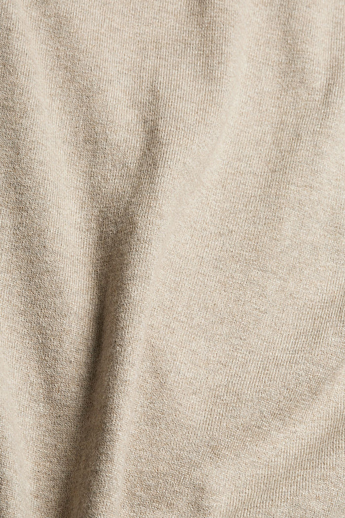 Con cachemir: jersey básico de cuello redondo, LIGHT TAUPE, detail image number 4