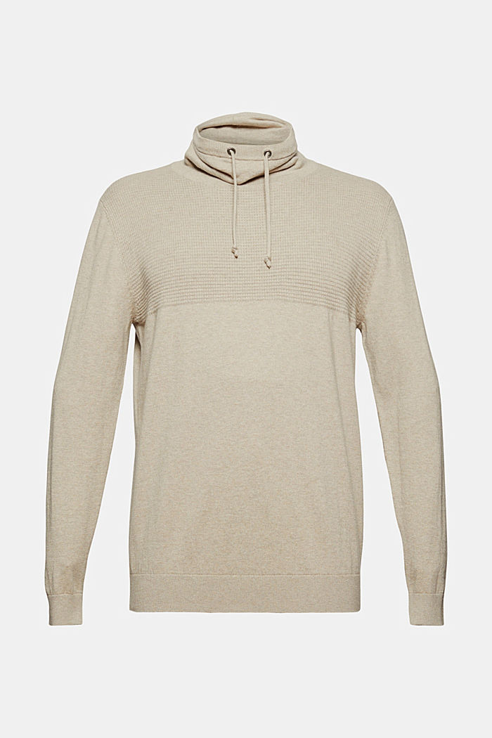 Cashmere blend: jumper with a drawstring collar, LIGHT TAUPE, detail image number 5