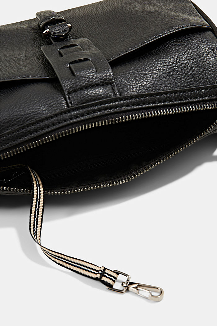 Faux leather shoulder bag with a tab, BLACK, detail image number 4