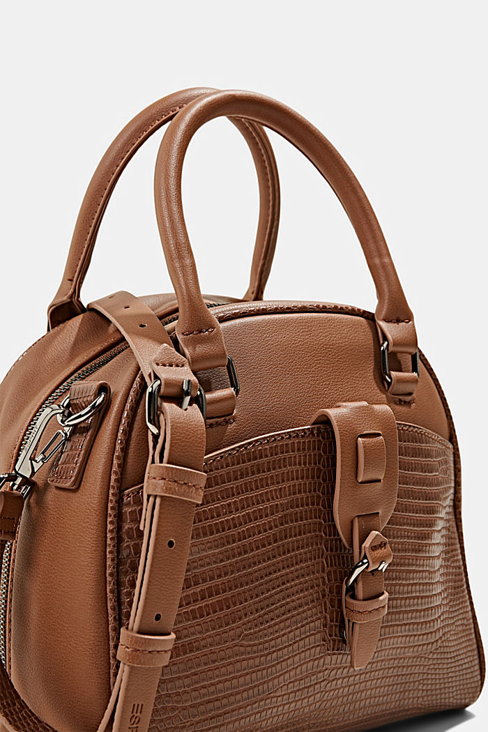 Vegan: Faux leather shoulder bag, RUST BROWN, detail image number 3