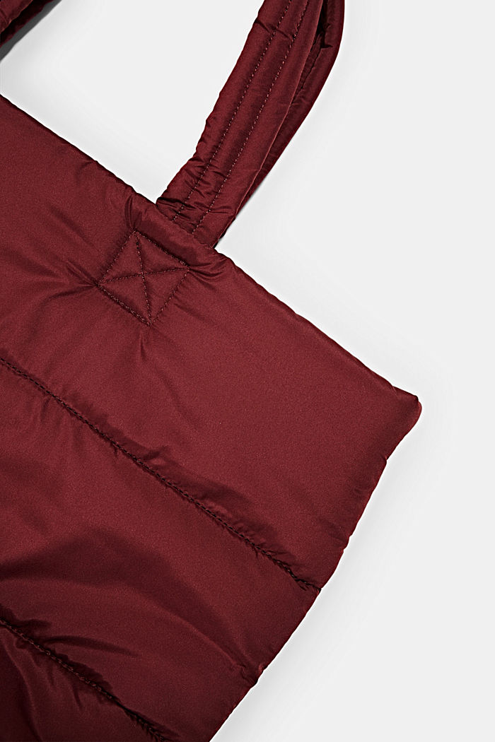 Puffer shopper bag made of recycled material, BORDEAUX RED, detail image number 3