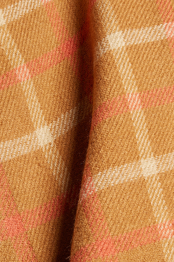 Checked poncho with a toggle fastener, CARAMEL, detail image number 2