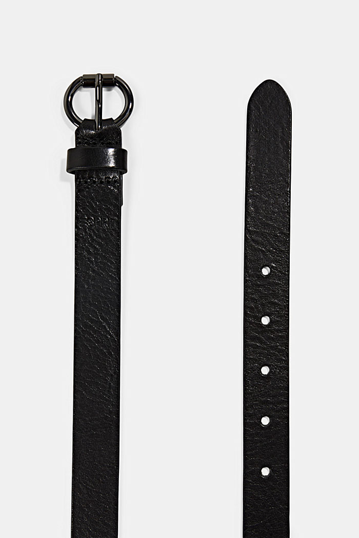Made of genuine leather: narrow belt, BLACK, detail image number 1