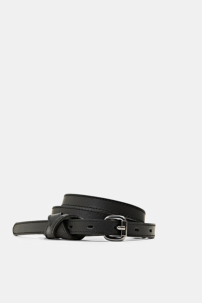 Leather belt with a decorative bow, BLACK, overview